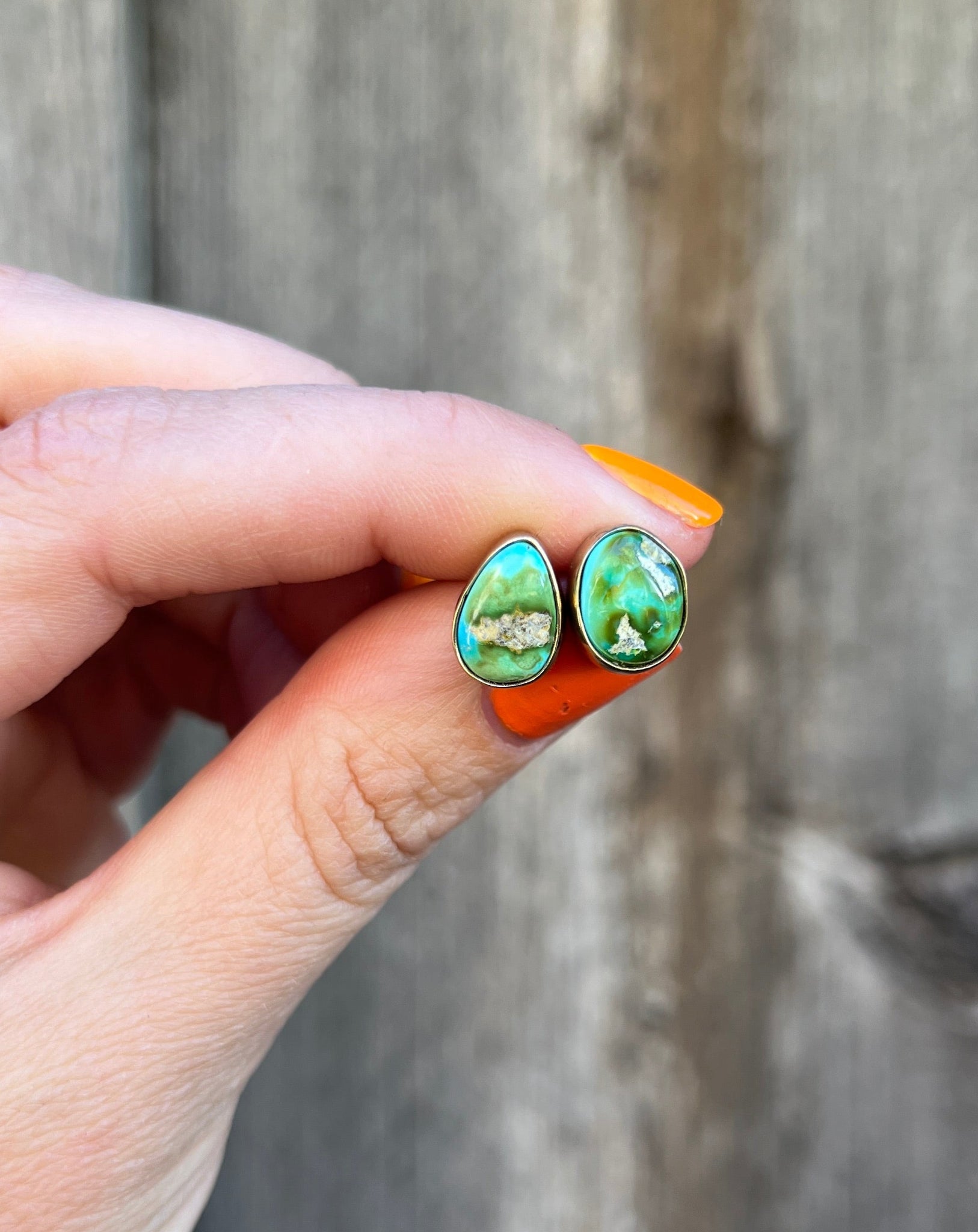 Sonoran Gold Turquoise Post Stud Earring in Gold Alchemia T37