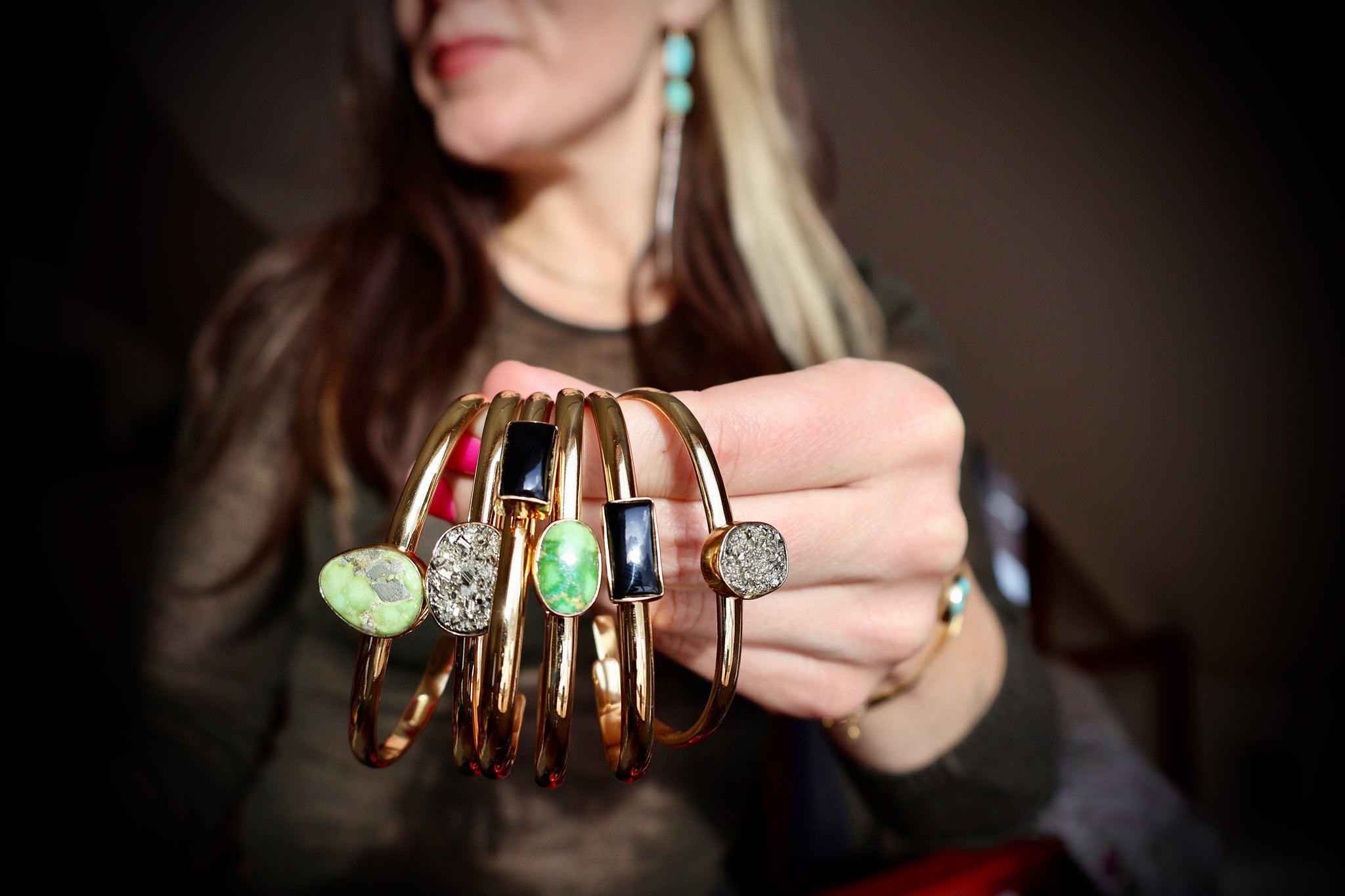 "Alien Language" Cuff Bracelet Black Onyx