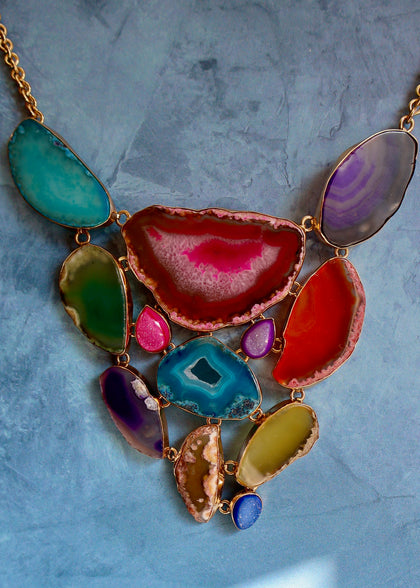 Rainbow Agate Runway Necklace Final Sale