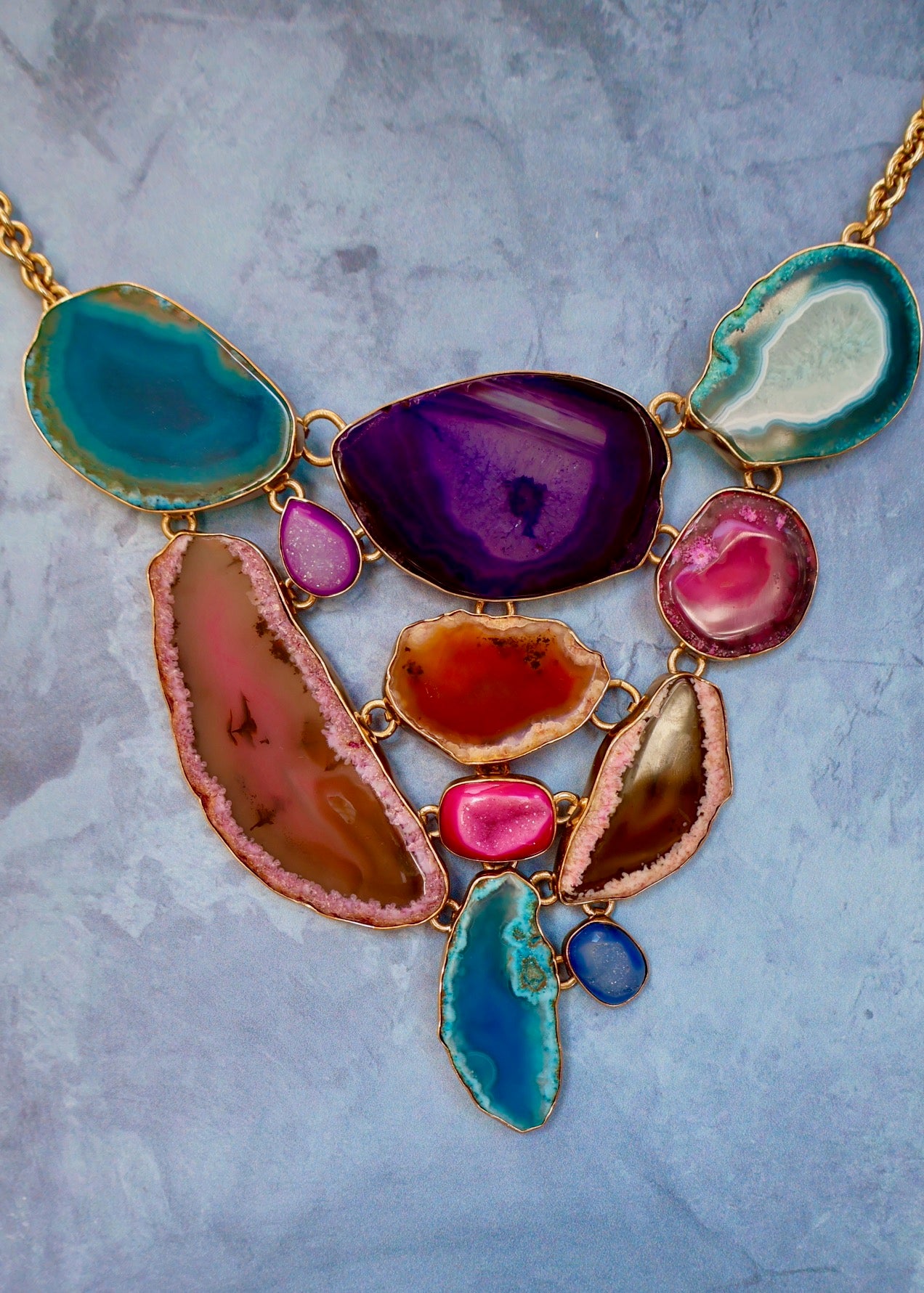 Rainbow Agate Runway Necklace