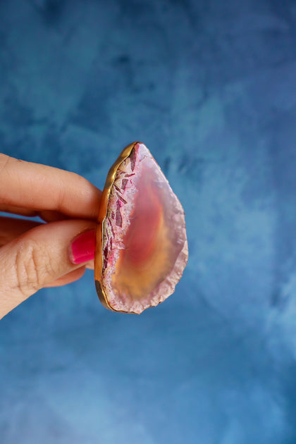Orange Agate Slice Adjustable ring in Gold Alchemia