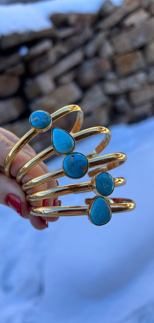 Kingman Turquoise & Gold Alchemia Cuff Bracelet G2