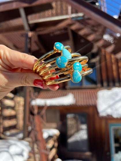 Kingman Turquoise & Gold Alchemia Cuff Bracelet