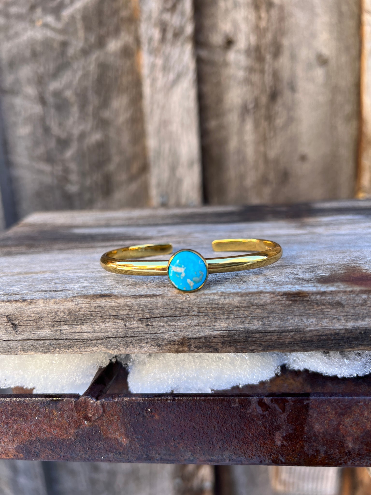 Kingman Turquoise & Gold Alchemia Cuff Bracelet G2