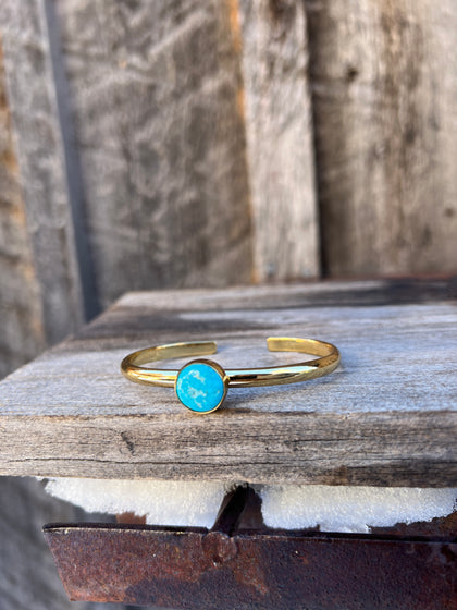 Kingman Turquoise & Gold Alchemia Cuff Bracelet