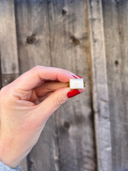 Mother of Pearl & Gold Alchemia Double Band Ring Adjustable Size