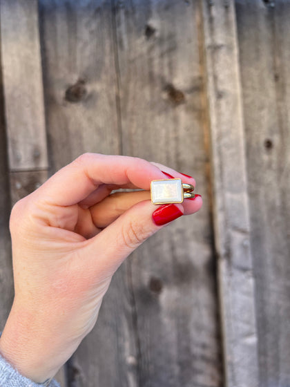 Mother of Pearl & Gold Alchemia Double Band Ring Adjustable Size