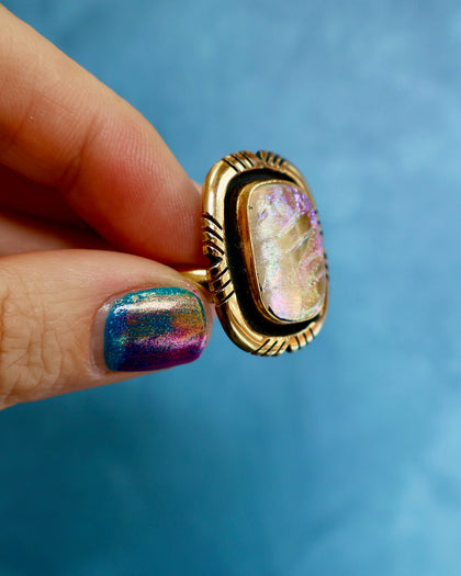 "Nebula" Ring. Dichroic Glass and Gold Alchemia