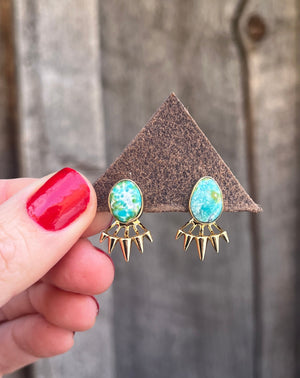 Sonoran Gold & Gold Alchemia Spike Ear Jacket two piece earring set G14