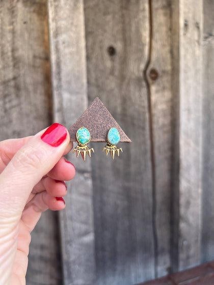 Sonoran Gold & Gold Alchemia Spike Ear Jacket two piece earring set