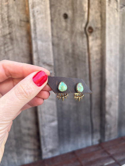 Sonoran Gold & Gold Alchemia Spike Ear Jacket two piece earring set