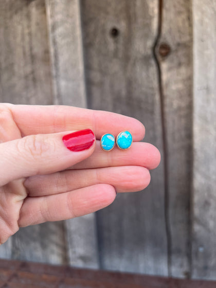 Free Form Studs- Blue Ridge Turquoise & Gold Alchemia