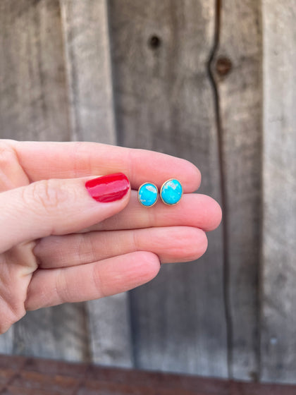 Free Form Studs- Blue Ridge Turquoise & Gold Alchemia