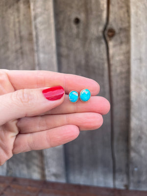 Free Form Studs- Blue Ridge Turquoise & Gold Alchemia G26