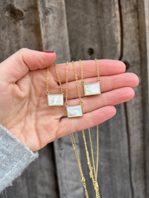 Mother of Pearl & Gold Alchemia Rectangle Necklace