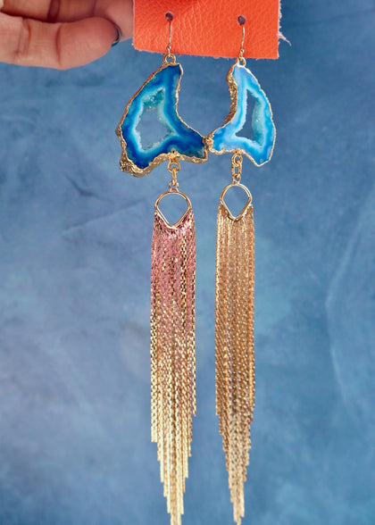 Blue Agate Slice earrings