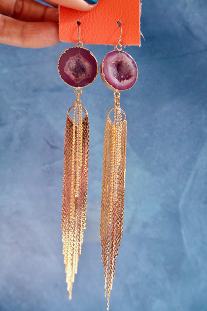 Geode & Sparkle Chain Earrings