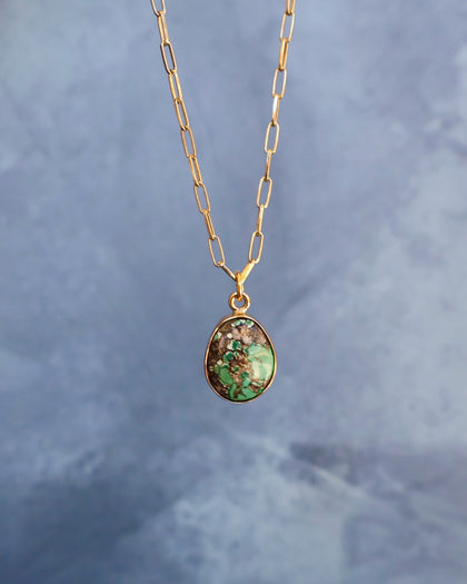 Sonoran Gold Turquoise Necklace on 16" Gold Fill Chain