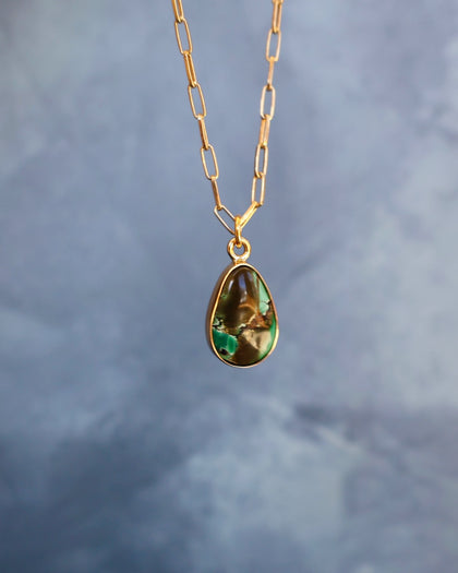 Sonoran Gold Turquoise Necklace on 16" Gold Fill Chain