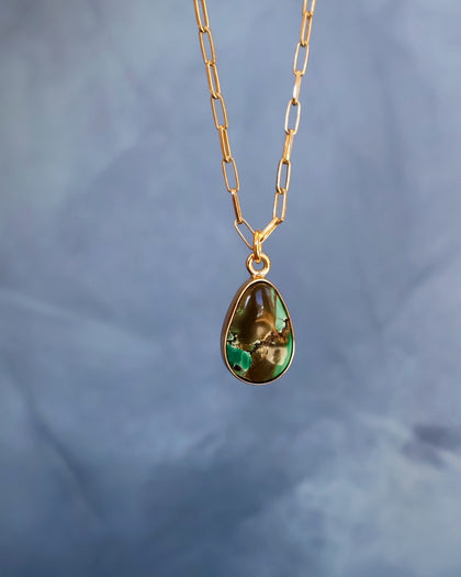 Sonoran Gold Turquoise Necklace on 16" Gold Fill Chain