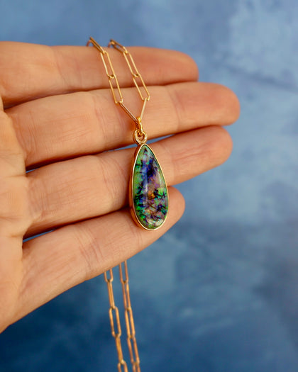 Sterling Opal Necklace on 18" Gold Fill Chain
