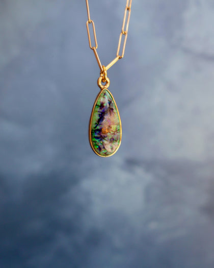 Sterling Opal Necklace on 18" Gold Fill Chain