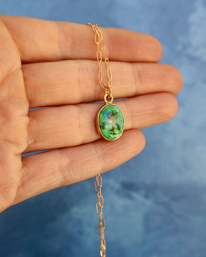 Sterling Opal Necklace on 18" Gold Fill Chain