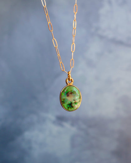 Sterling Opal Necklace on 18" Gold Fill Chain