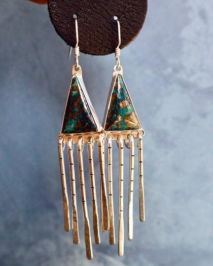 "Intelligent Life" Earrings. Morenci & Sterling Silver Fringe