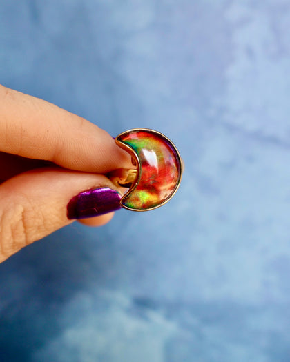 "Lunar Glow" Ring Aurora Opal & Gold Alchemia. Adjustable