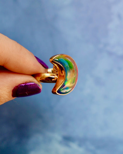"Lunar Glow" Ring Aurora Opal & Gold Alchemia. Adjustable