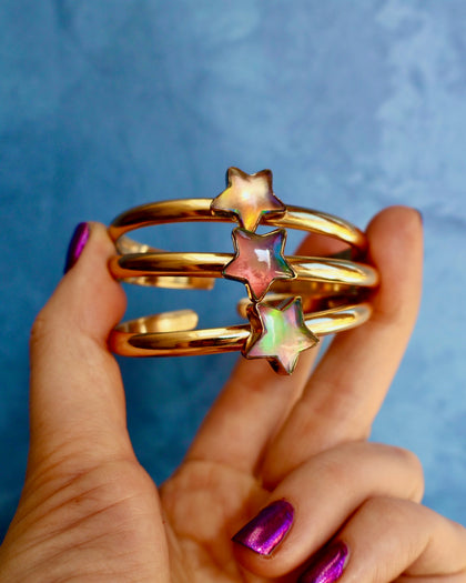"Super Nova" Star Cuff Bracelet Aurora Opal