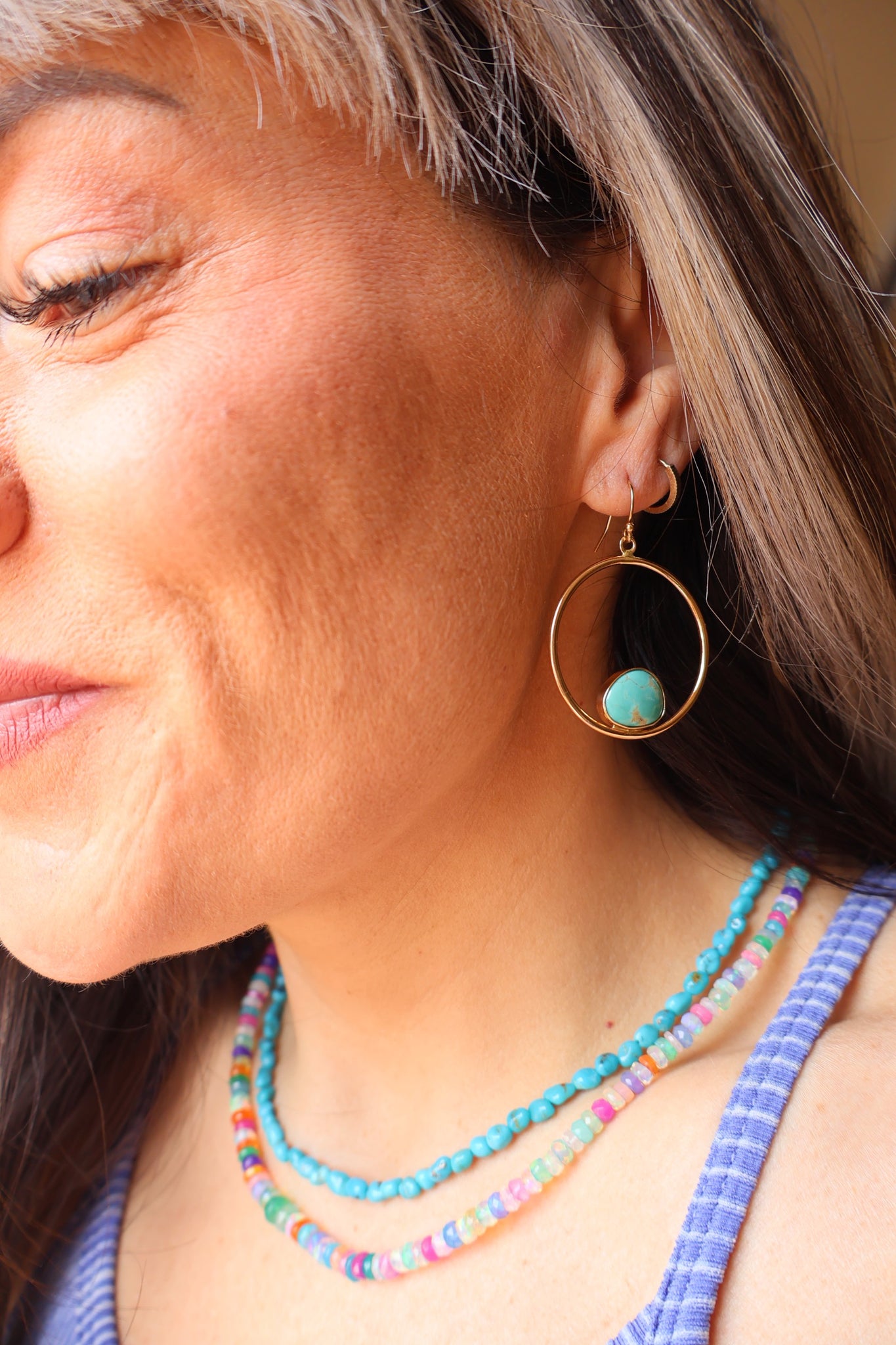 Campitos Turquoise & Gold Alchemia Hoop Earrings E53