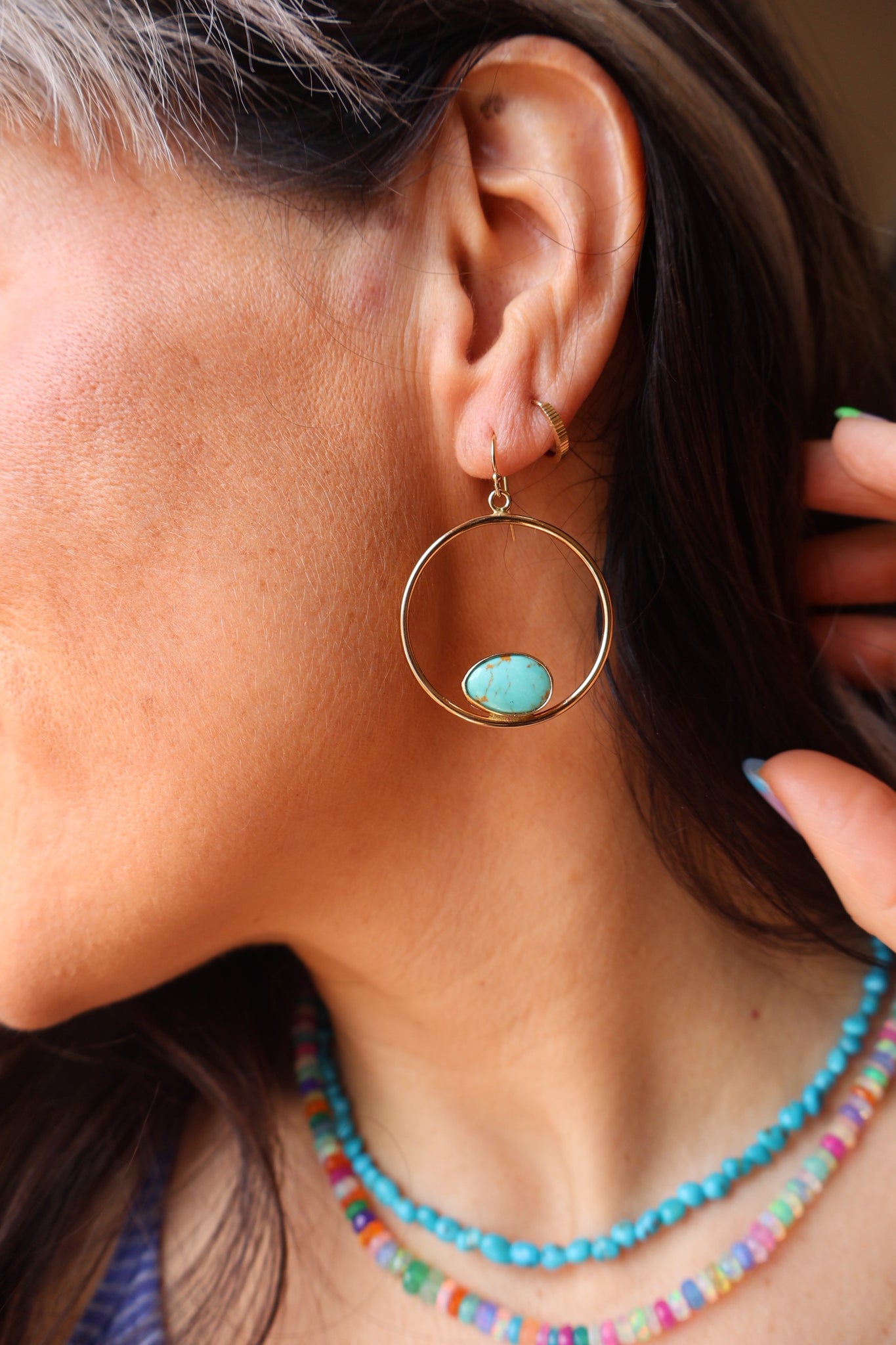 Campitos Turquoise & Gold Alchemia Hoop Earrings E52