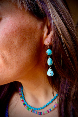 Campitos Turquoise Triple Stone Earrings E56