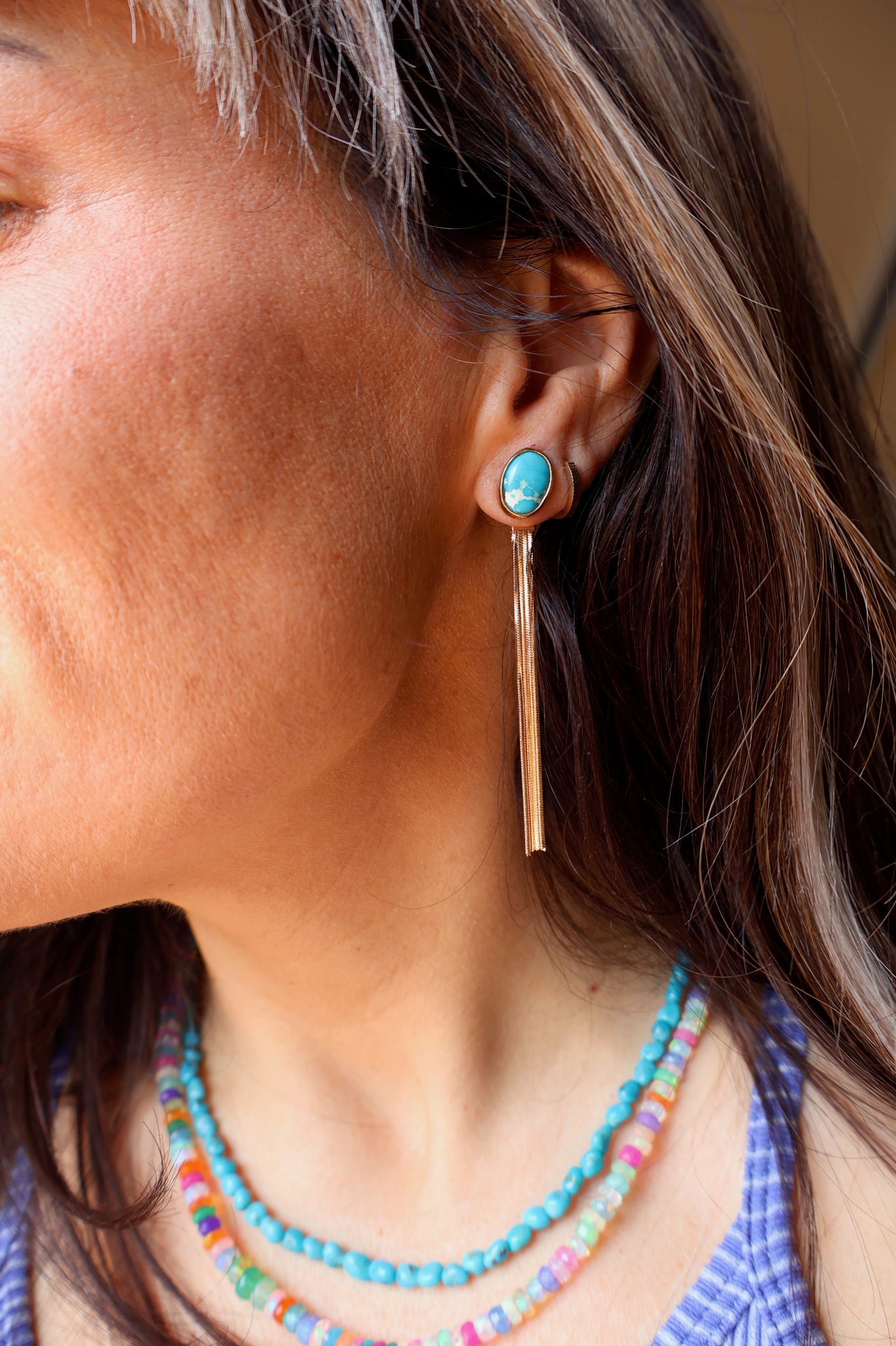 Kingman Turquoise Studs in Gold Alchemia E46