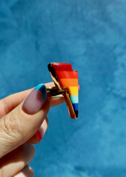 Lightning Bolt Vintage Pool Ball Adjustable Ring in Gold Alchemia