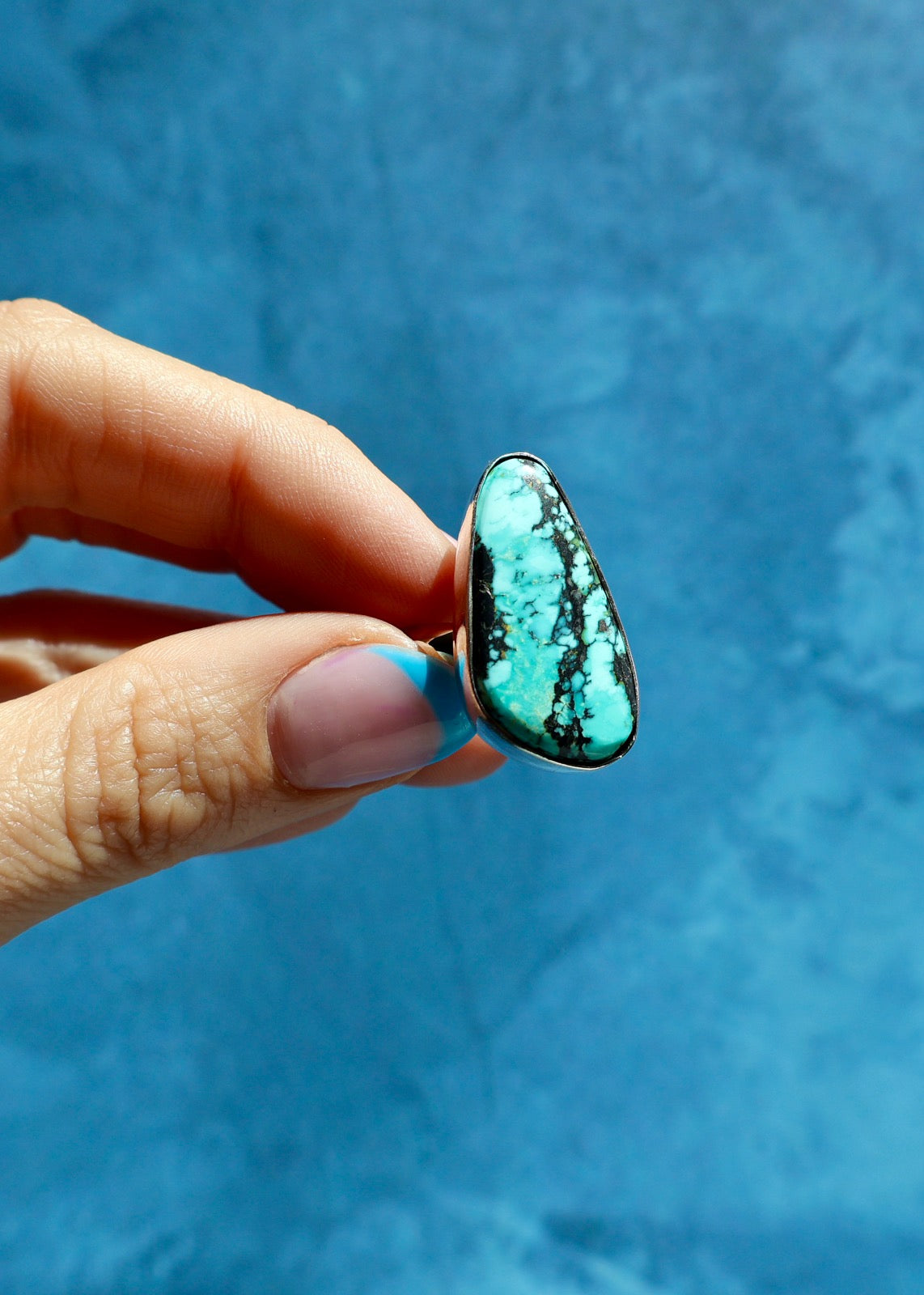 Turquoise Adjustable Ring in Sterling Silver E24