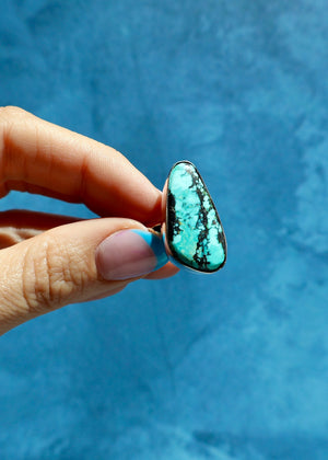 Turquoise Adjustable Ring in Sterling Silver E24