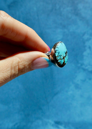 Turquoise Adjustable Ring in Sterling Silver E25