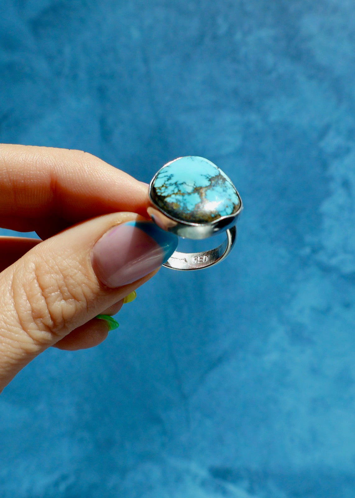 Turquoise Adjustable Ring in Sterling Silver E25