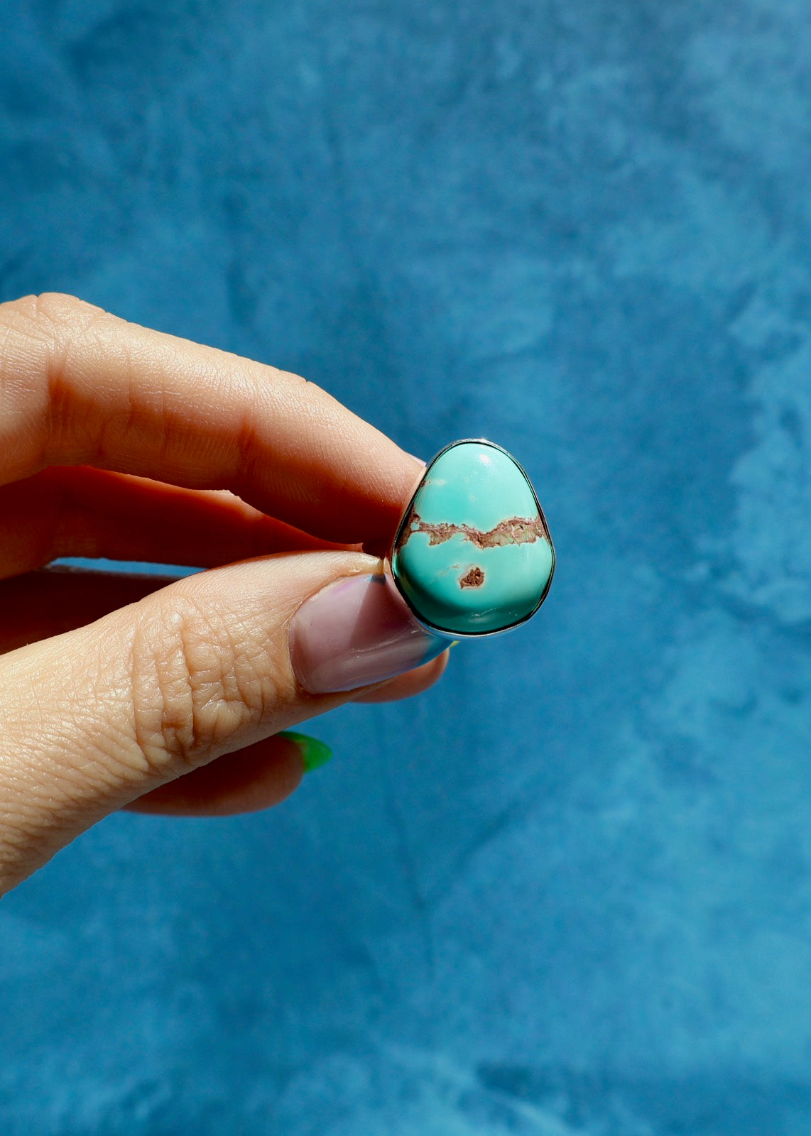 Royston Turquoise Adjustable Ring in Sterling Silver E26