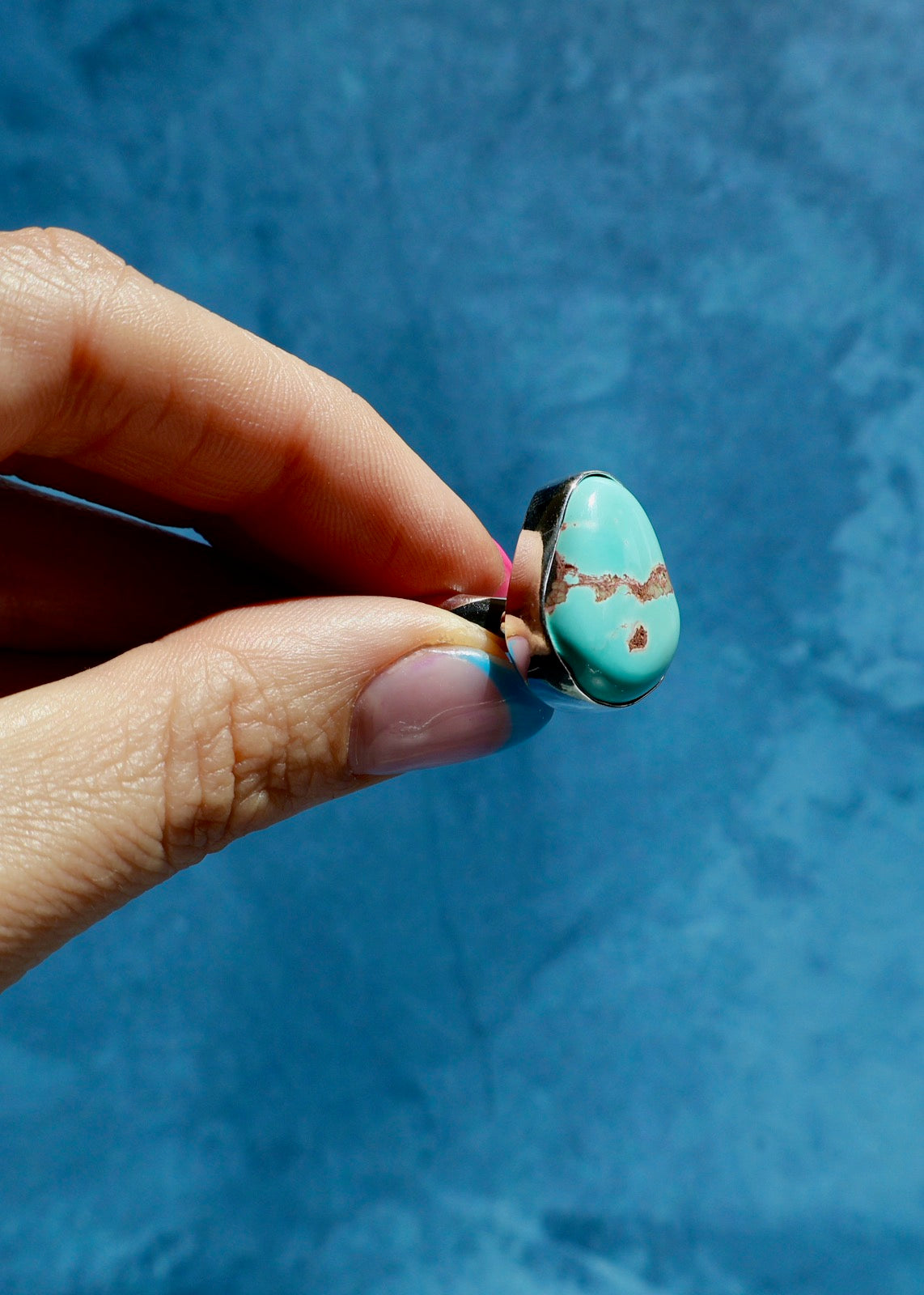 Royston Turquoise Adjustable Ring in Sterling Silver E26