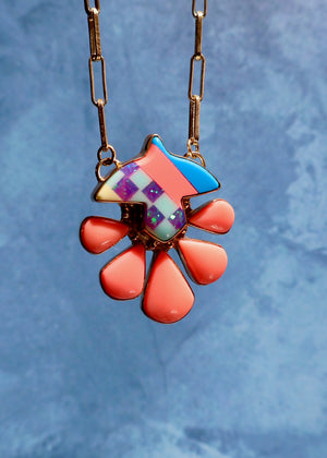 Electric Desert Thunderbird Necklace Vintage Pool Ball & Opal E12