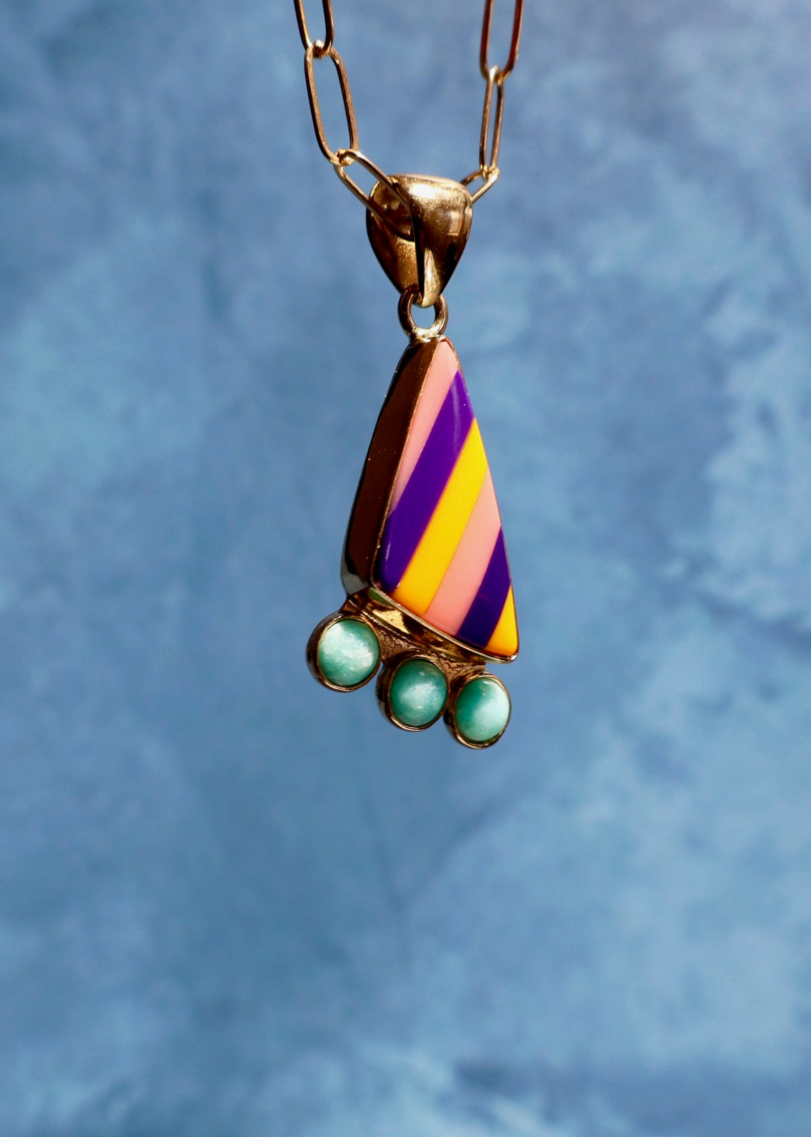 Electric Desert Necklace Vintage Pool Ball & Amazonite E13