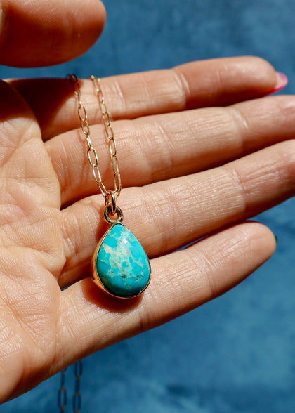 White Water Turquoise Dainty Necklace on Gold Fill Chain