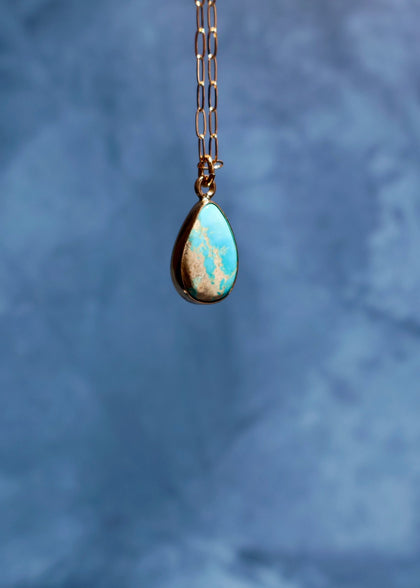 White Water Turquoise Dainty Necklace on Gold Fill Chain