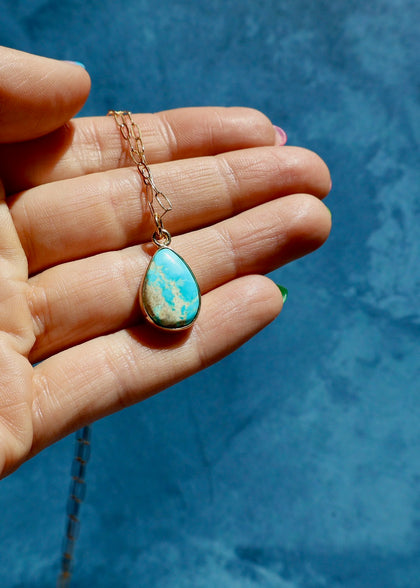 White Water Turquoise Dainty Necklace on Gold Fill Chain