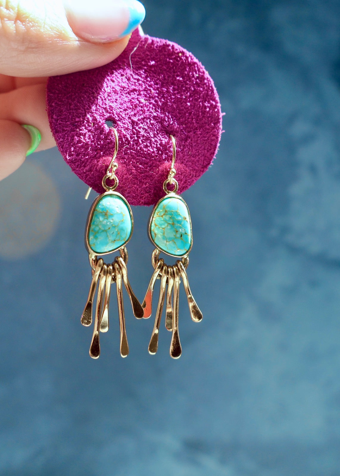 Campitos Turquoise & Gold Alchemia Fringe Earrings E50