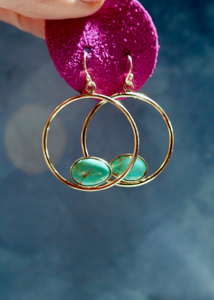 Campitos Turquoise & Gold Alchemia Hoop Earrings